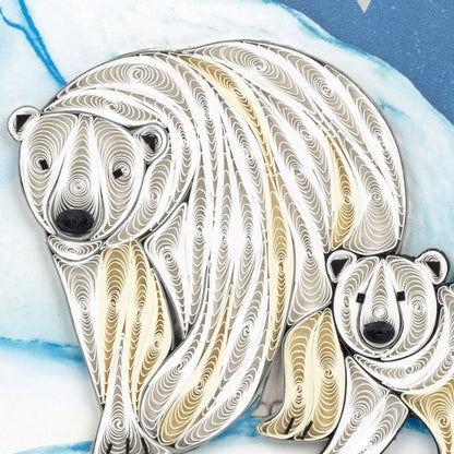 Quilling Christmas Card Polar Bears In The Snow Quilled Art Hand-Finished Design