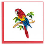 Quilling Bright Perched Parrot Chirpy Friend Hand-Finished Art Greeting Card