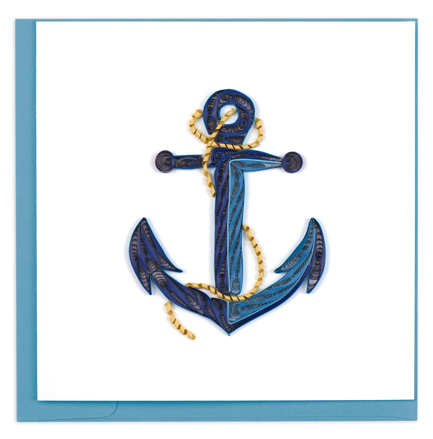 Quilling Blue Sea Anchor Maritime Hand-Finished Art Greeting Card