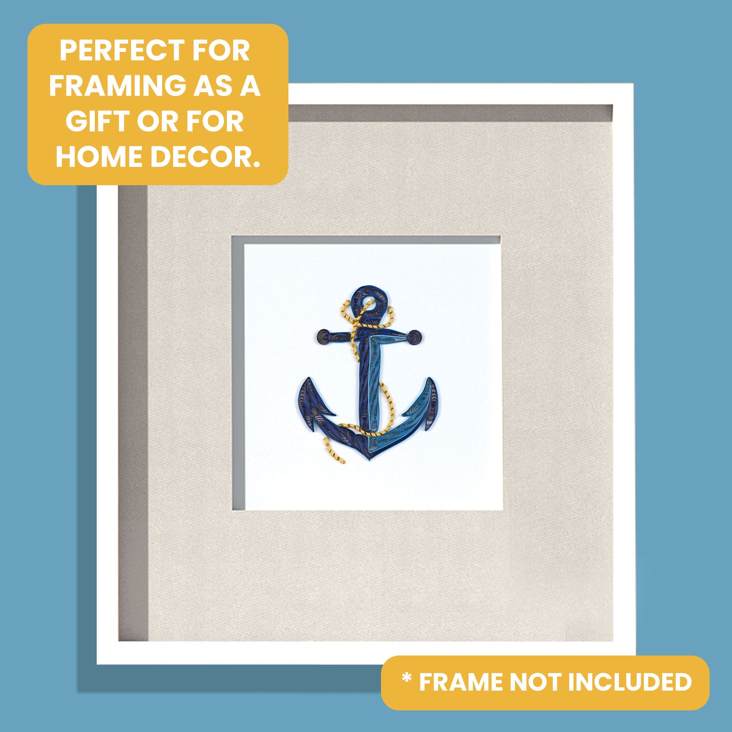 Quilling Blue Sea Anchor Maritime Hand-Finished Art Greeting Card