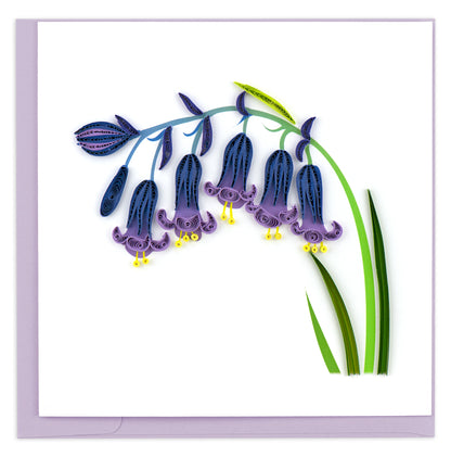 Quilling Drooping Bluebells Pretty In Purple Hand-Finished Art Greeting Card