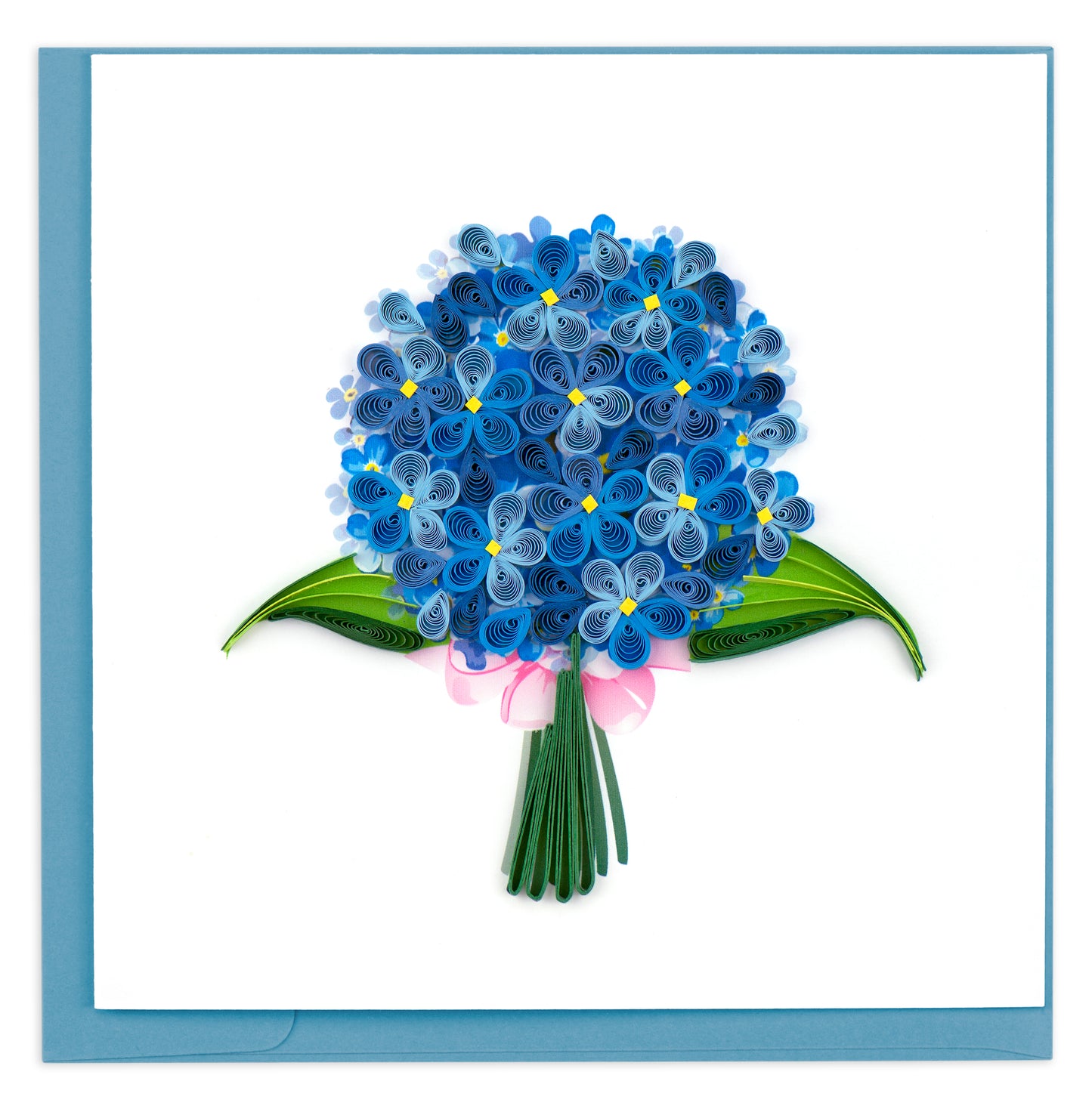 Quilling A Blue Hydrangea Bouquet Blue-tiful Blooms Hand-Finished Greeting Card