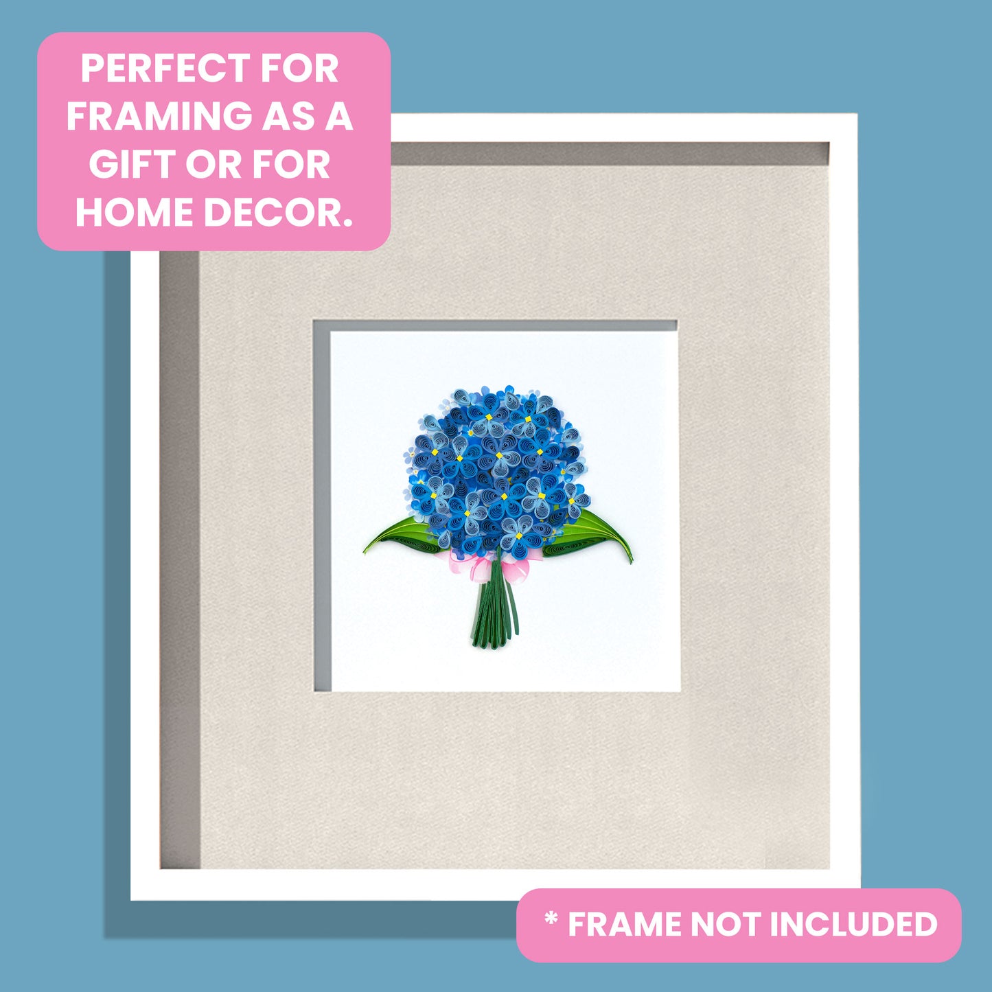 Quilling A Blue Hydrangea Bouquet Blue-tiful Blooms Hand-Finished Greeting Card