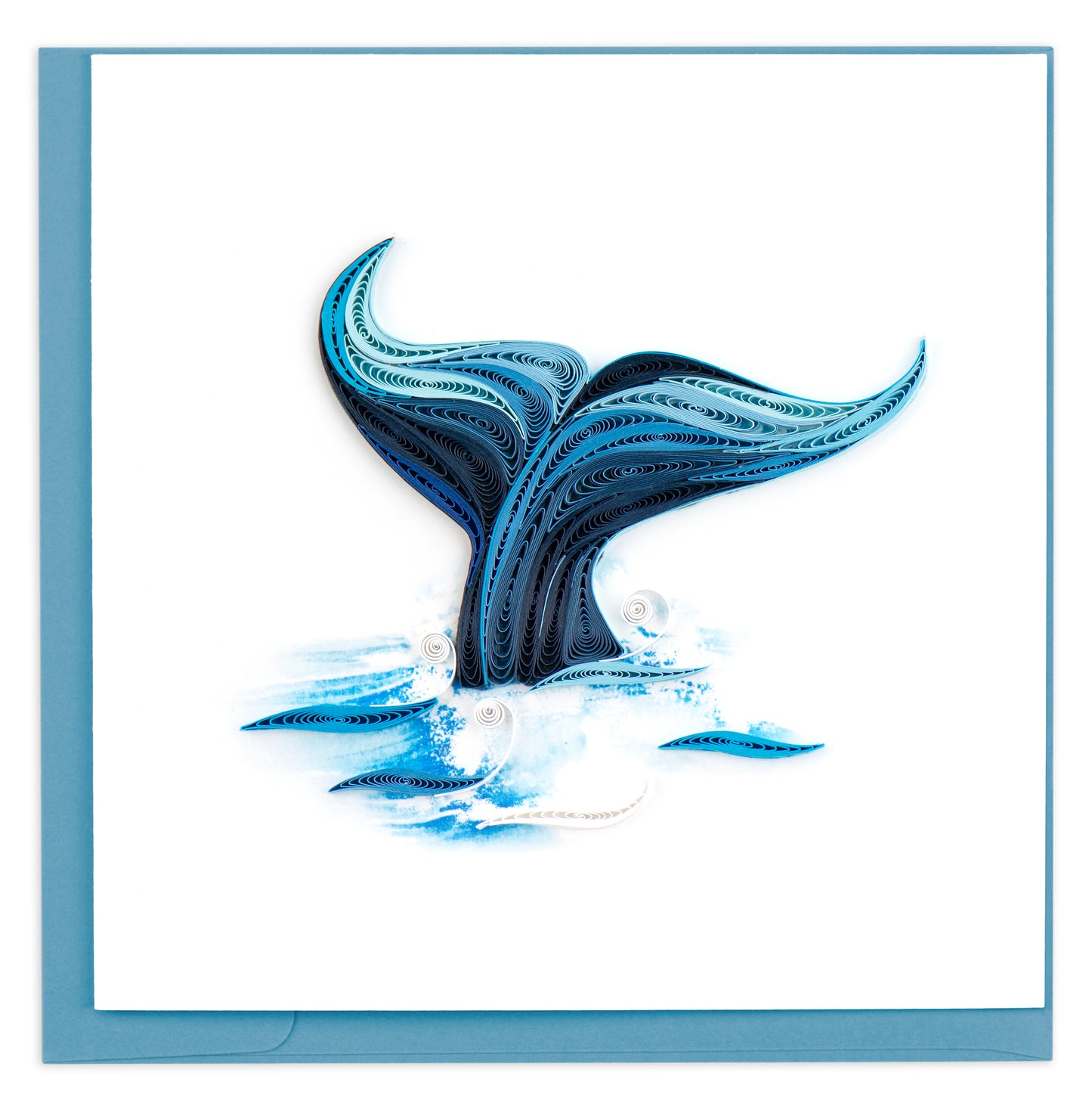 Quilling Whale Tail Ocean Splash Hand-Finished Art Greeting Card