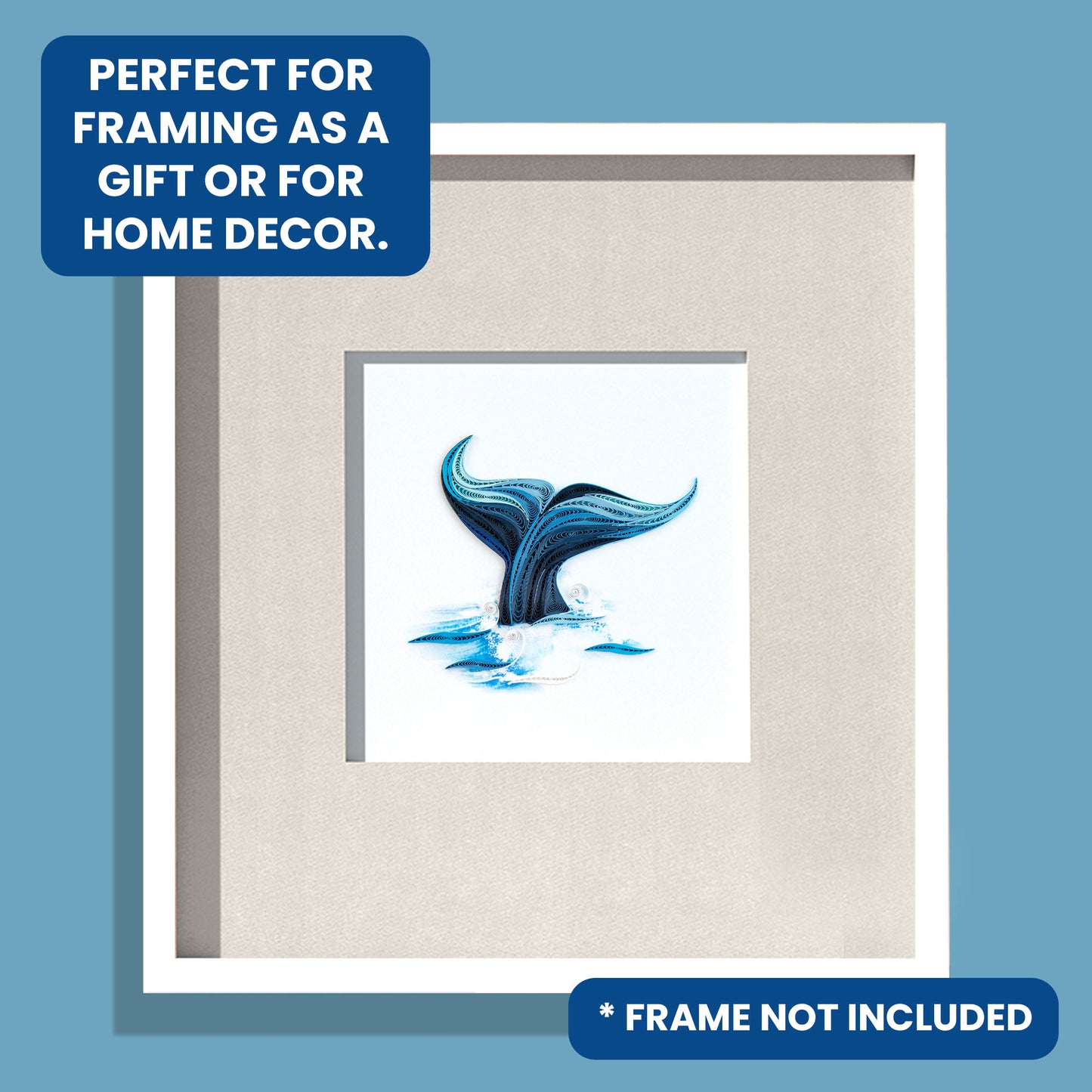 Quilling Whale Tail Ocean Splash Hand-Finished Art Greeting Card