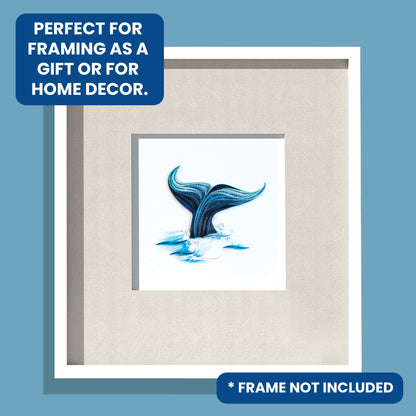 Quilling Whale Tail Ocean Splash Hand-Finished Art Greeting Card