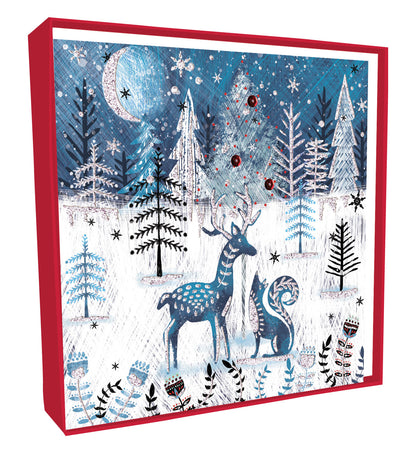 Box of 5 Festive Stag & Fox Hand-Finished Christmas Cards