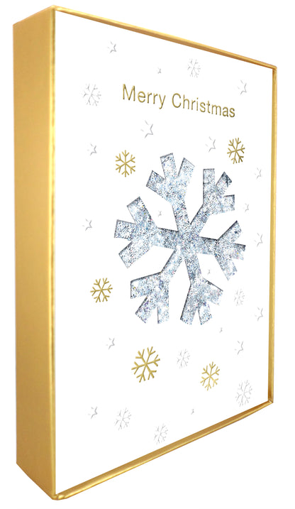 Box Of 5 Winter Glow Merry Christmas Snowflake Hand-Finished Christmas Cards