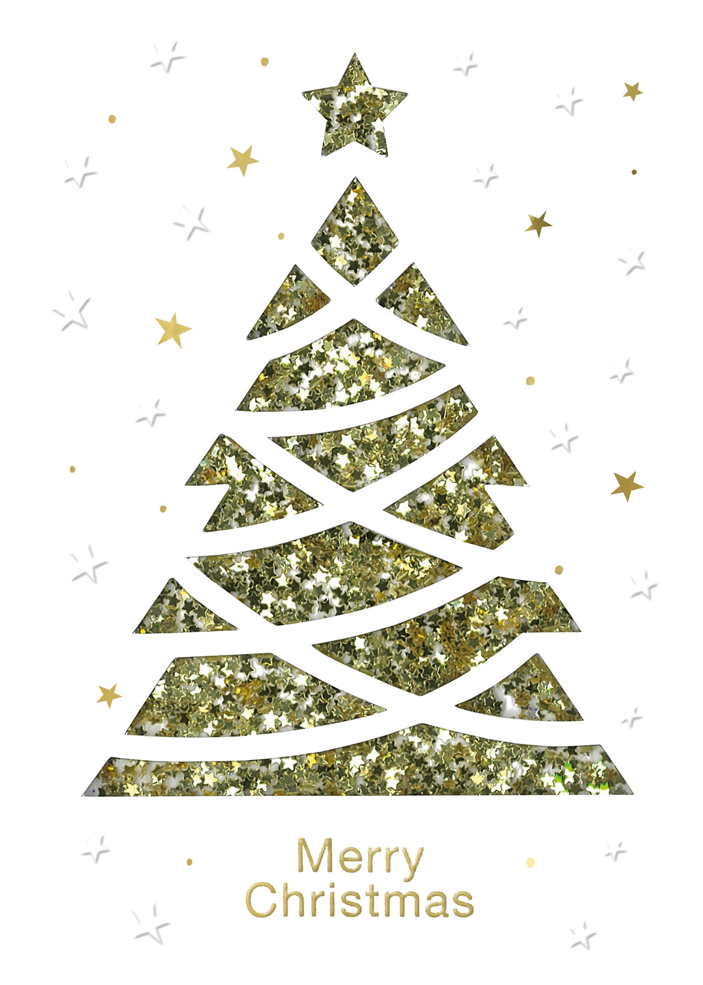 Winter Glow Merry Christmas Xmas Tree Hand-Finished Christmas Greeting Card