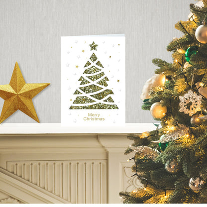 Winter Glow Merry Christmas Xmas Tree Hand-Finished Christmas Greeting Card