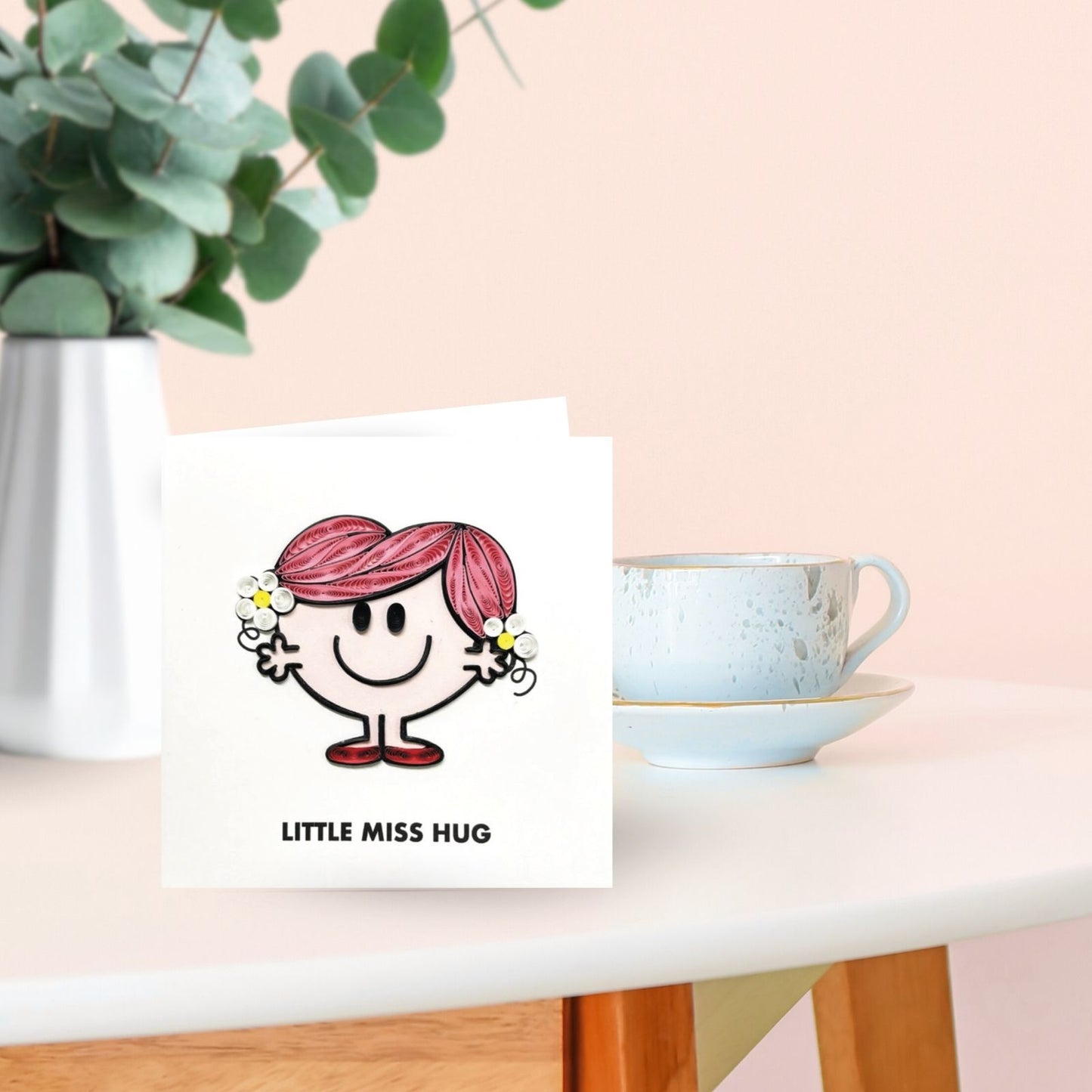 Little Miss Hug Mr. Men Greeting Card Hand-Crafted Quilling Crisis Charity Card