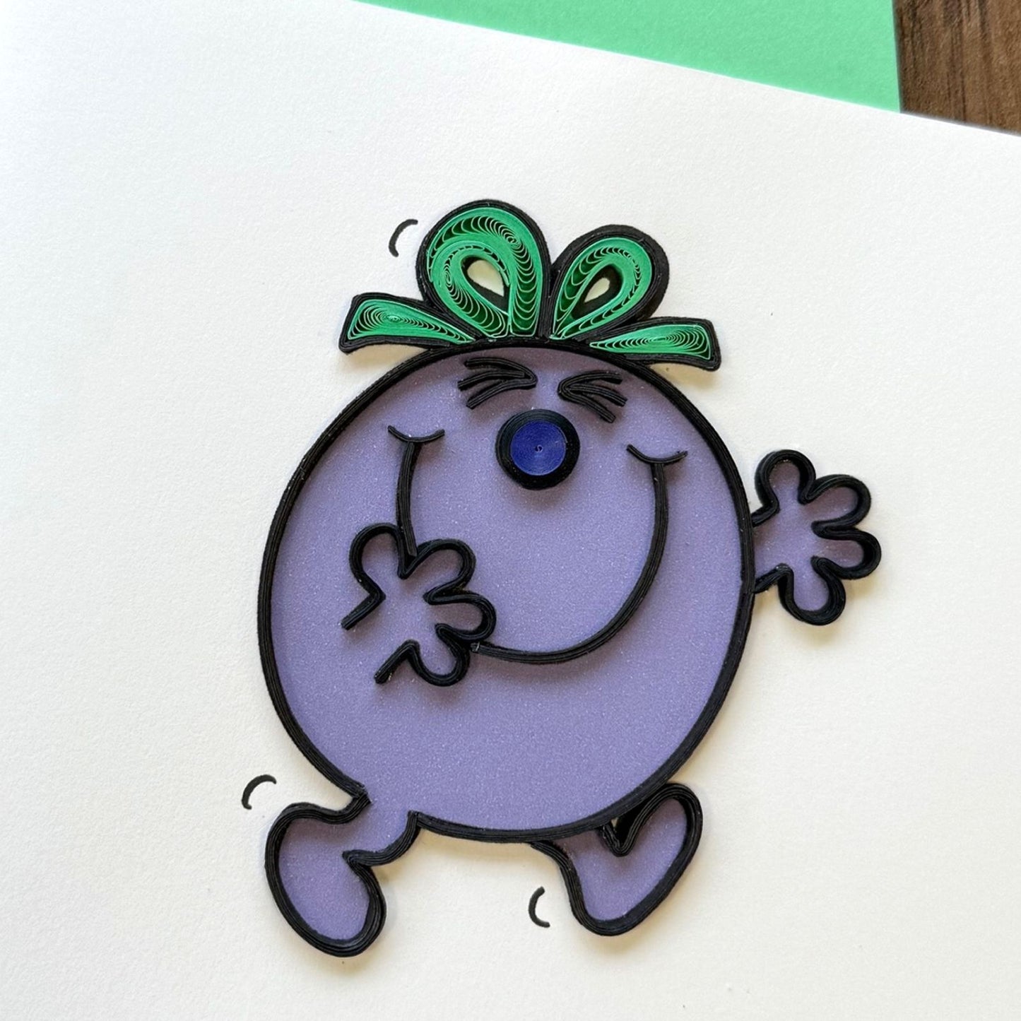 Little Miss Naughty Mr. Men Greeting Card Hand-Crafted Quilling Crisis Charity