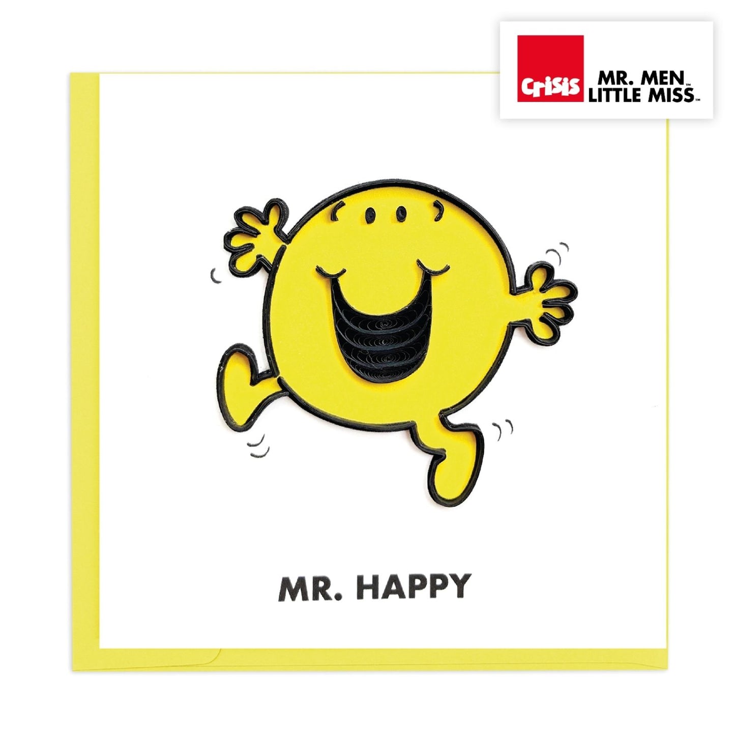 Mr. Happy Mr. Men Greeting Card Hand-Crafted Quilling Crisis Charity Card