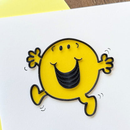 Mr. Happy Mr. Men Greeting Card Hand-Crafted Quilling Crisis Charity Card