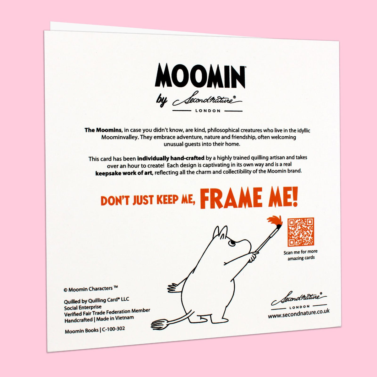 Moomin Quilling Greeting Card Love Books Design Hand-Finished For Any Occasion