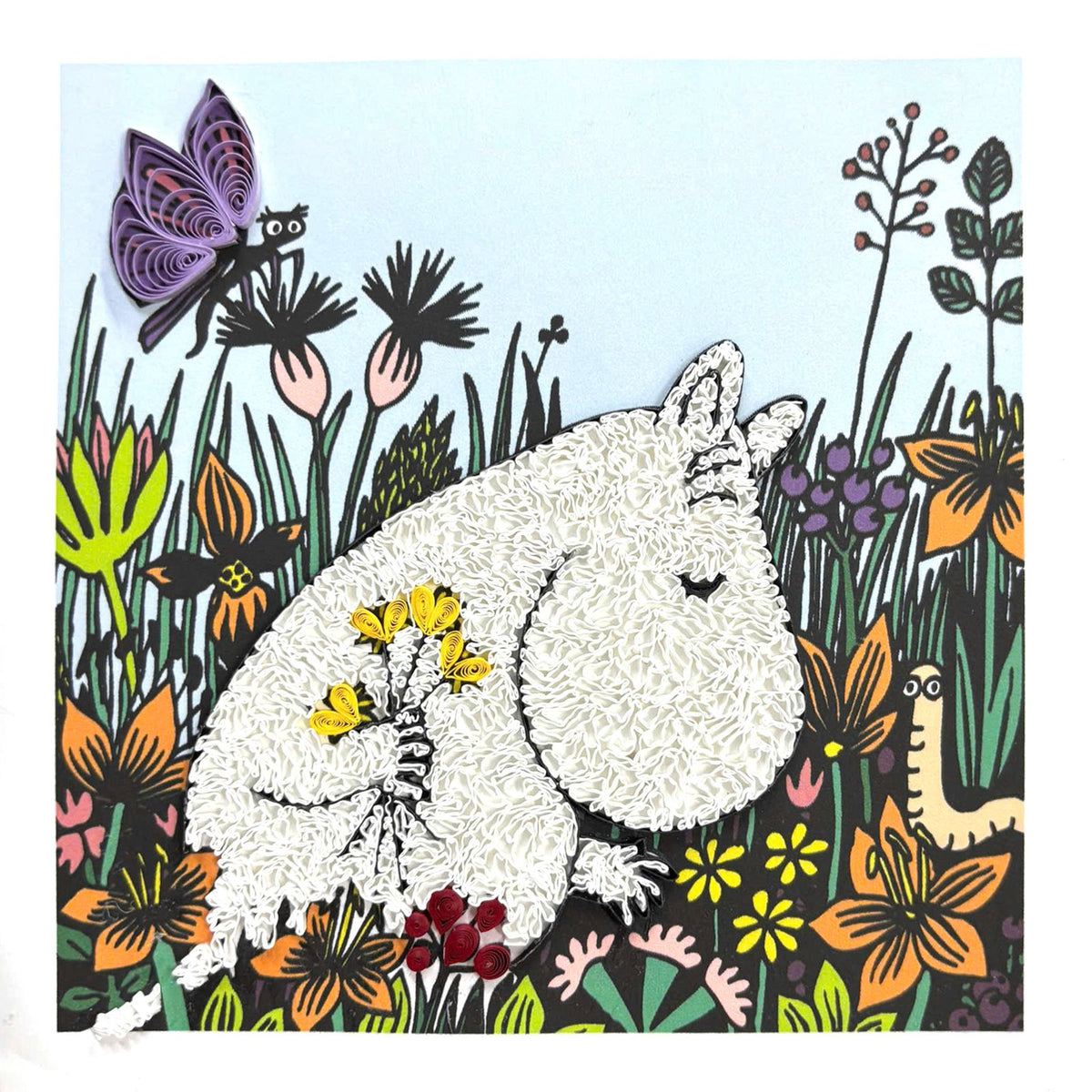 Moomin Quilling Greeting Card Wildflower Design Hand-Finished For Any Occasion