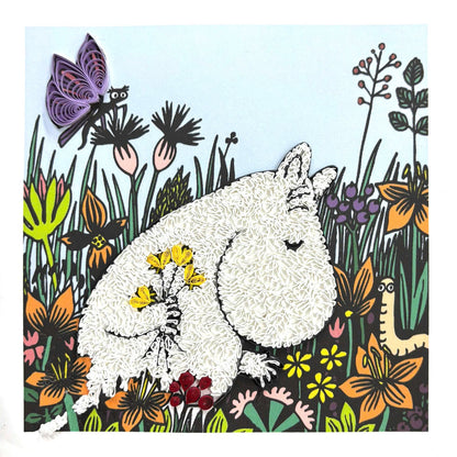 Moomin Quilling Greeting Card Wildflower Design Hand-Finished For Any Occasion