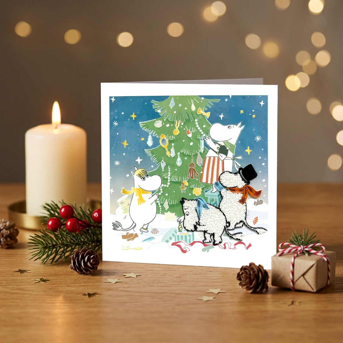 Moomin Quilling Christmas Card Xmas Tree Quilled Art Hand-Finished Design