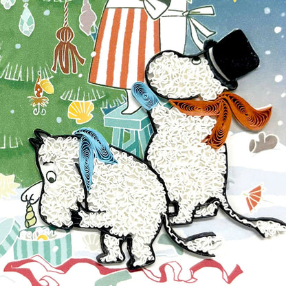 Moomin Quilling Christmas Card Xmas Tree Quilled Art Hand-Finished Design