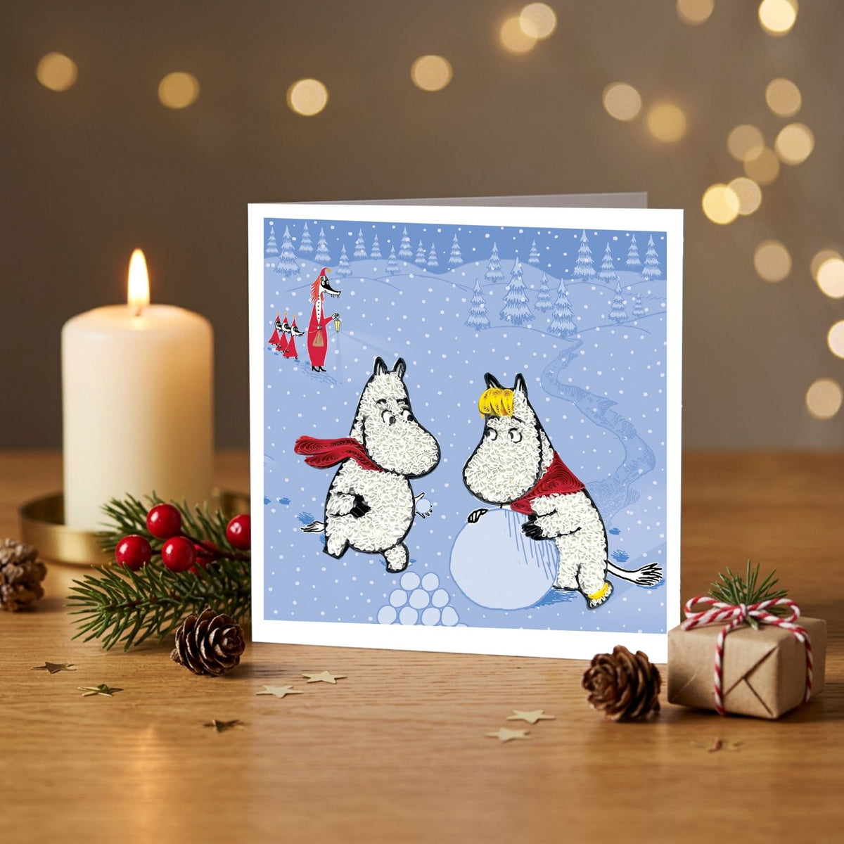 Moomin Quilling Christmas Card Snow Fun Quilled Art Hand-Finished Design