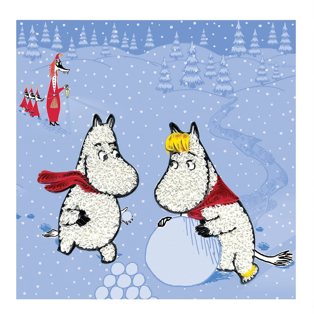 Moomin Quilling Christmas Card Snow Fun Quilled Art Hand-Finished Design