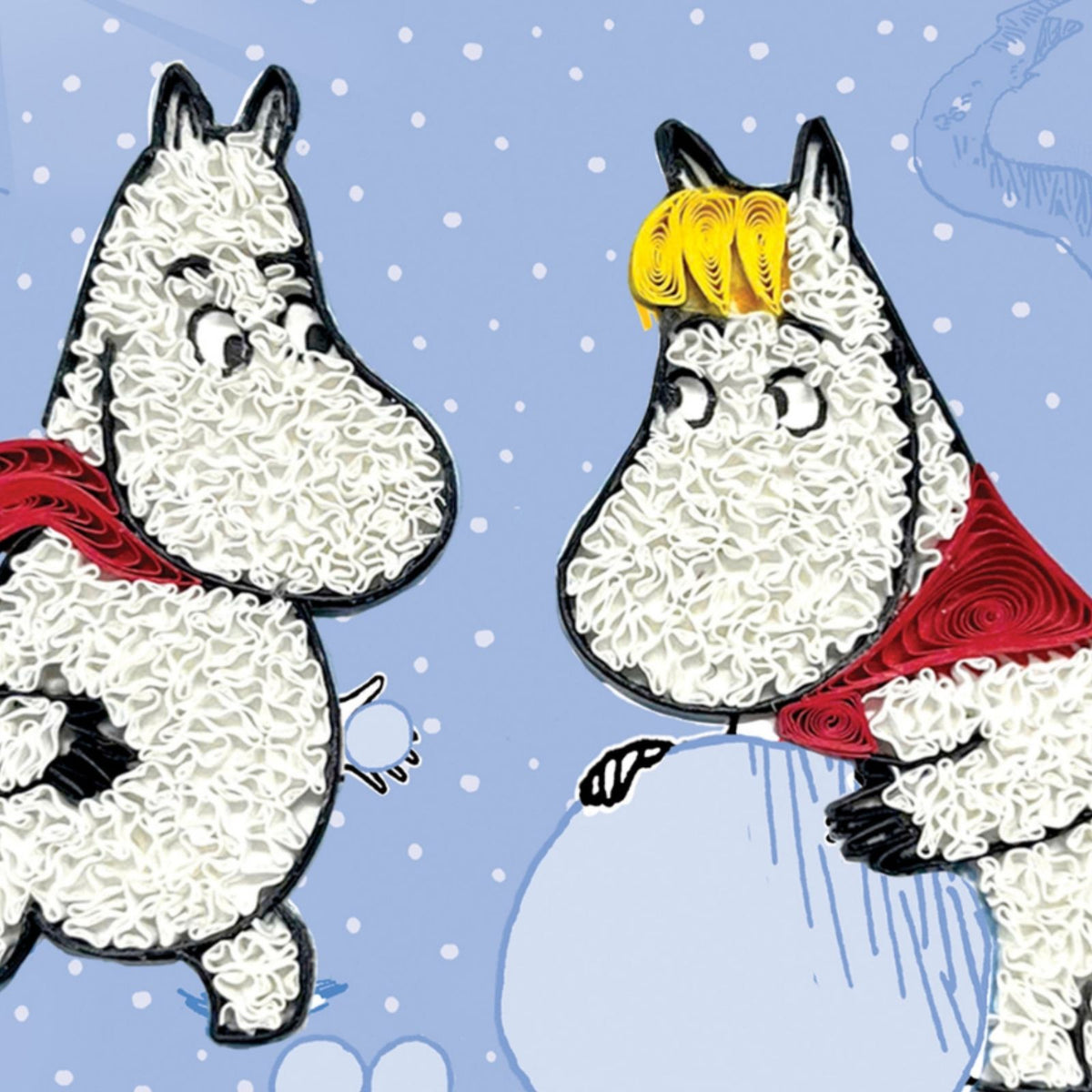 Moomin Quilling Christmas Card Snow Fun Quilled Art Hand-Finished Design