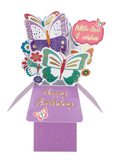 Clever Cube For Her Butterfly Bonanza! Birthday Pop Up Greeting Card