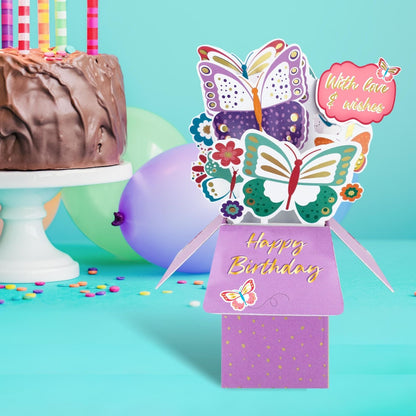 Clever Cube For Her Butterfly Bonanza! Birthday Pop Up Greeting Card