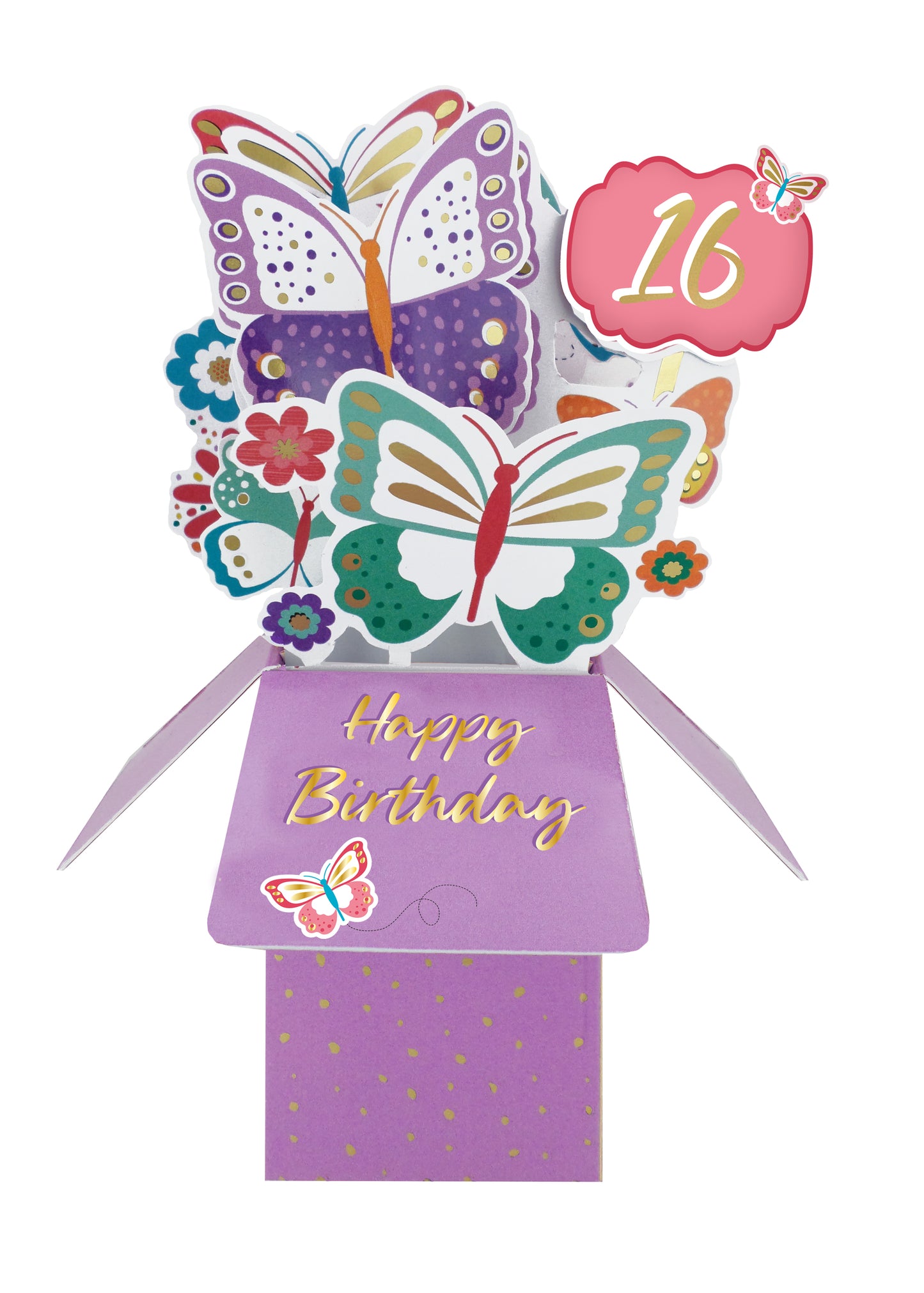 Clever Cube 16th Birthday Butterfly Bonanza! Birthday Pop Up Greeting Card