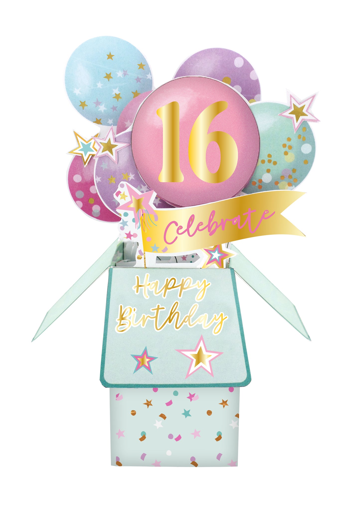 Clever Cube Girls 16th Birthday Sweet Sixteen! Birthday Pop Up Greeting Card