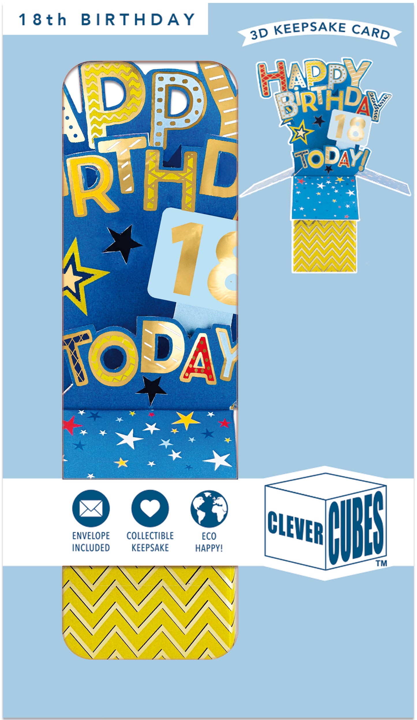 Clever Cube 18th Birthday For Him 18 & Awesome! Birthday Pop Up Greeting Card