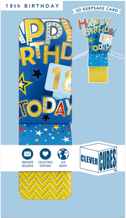 Clever Cube 18th Birthday For Him 18 & Awesome! Birthday Pop Up Greeting Card
