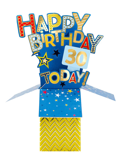 Clever Cube 30th Birthday For Him Happy Thirty! Birthday Pop Up Greeting Card