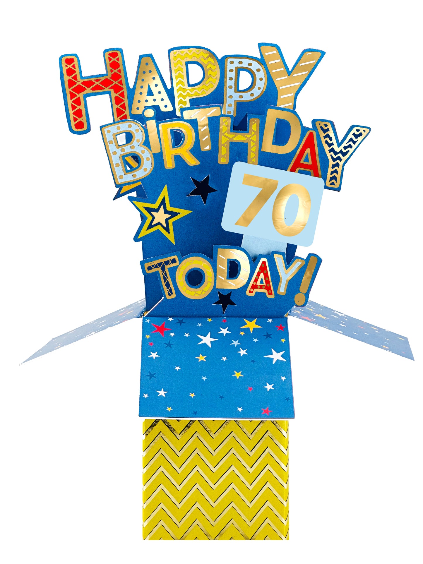 Clever Cube 70th Birthday For Him Surprise Fun Box Birthday Pop Up Greeting Card