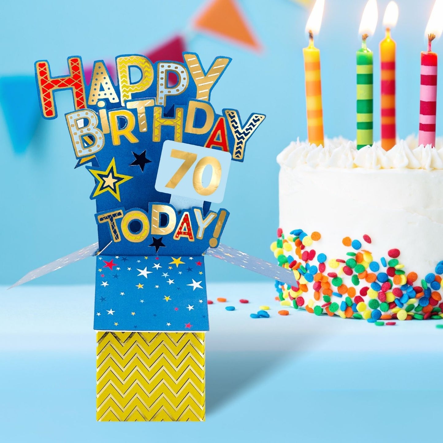 Clever Cube 70th Birthday For Him Surprise Fun Box Birthday Pop Up Greeting Card