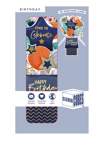 Clever Cube Time To Celebrate Pop! Fizz! Fun! Birthday Pop Up Greeting Card