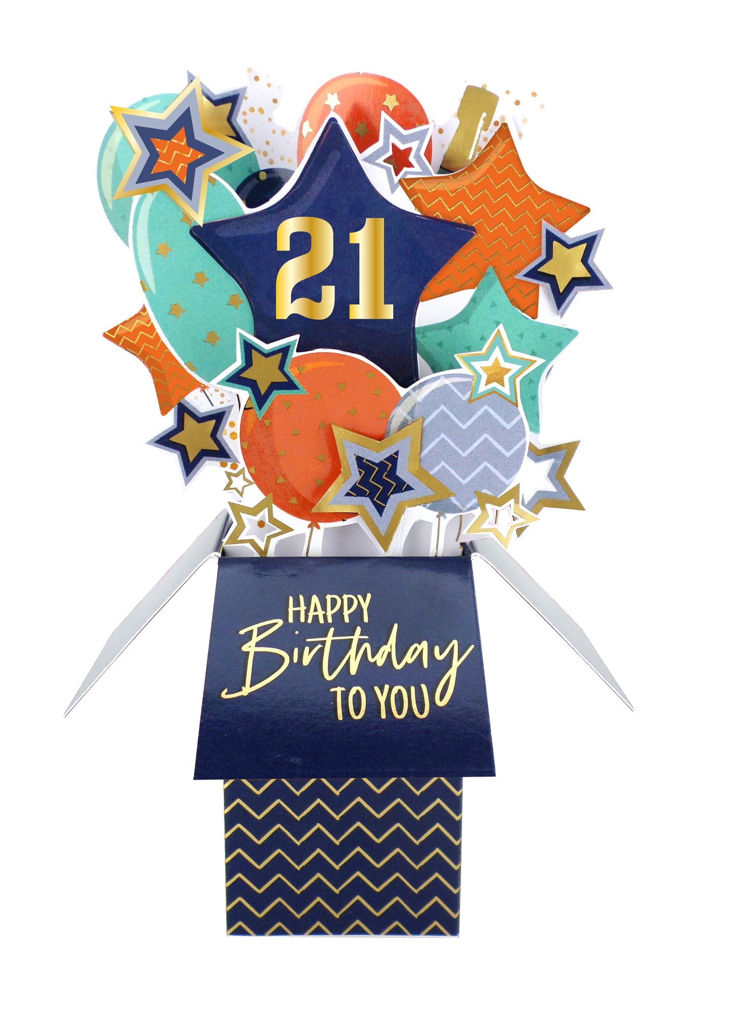 Clever Cube 21st Birthday For Him Cheers To 21! Birthday Pop Up Greeting Card