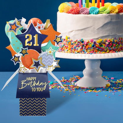 Clever Cube 21st Birthday For Him Cheers To 21! Birthday Pop Up Greeting Card