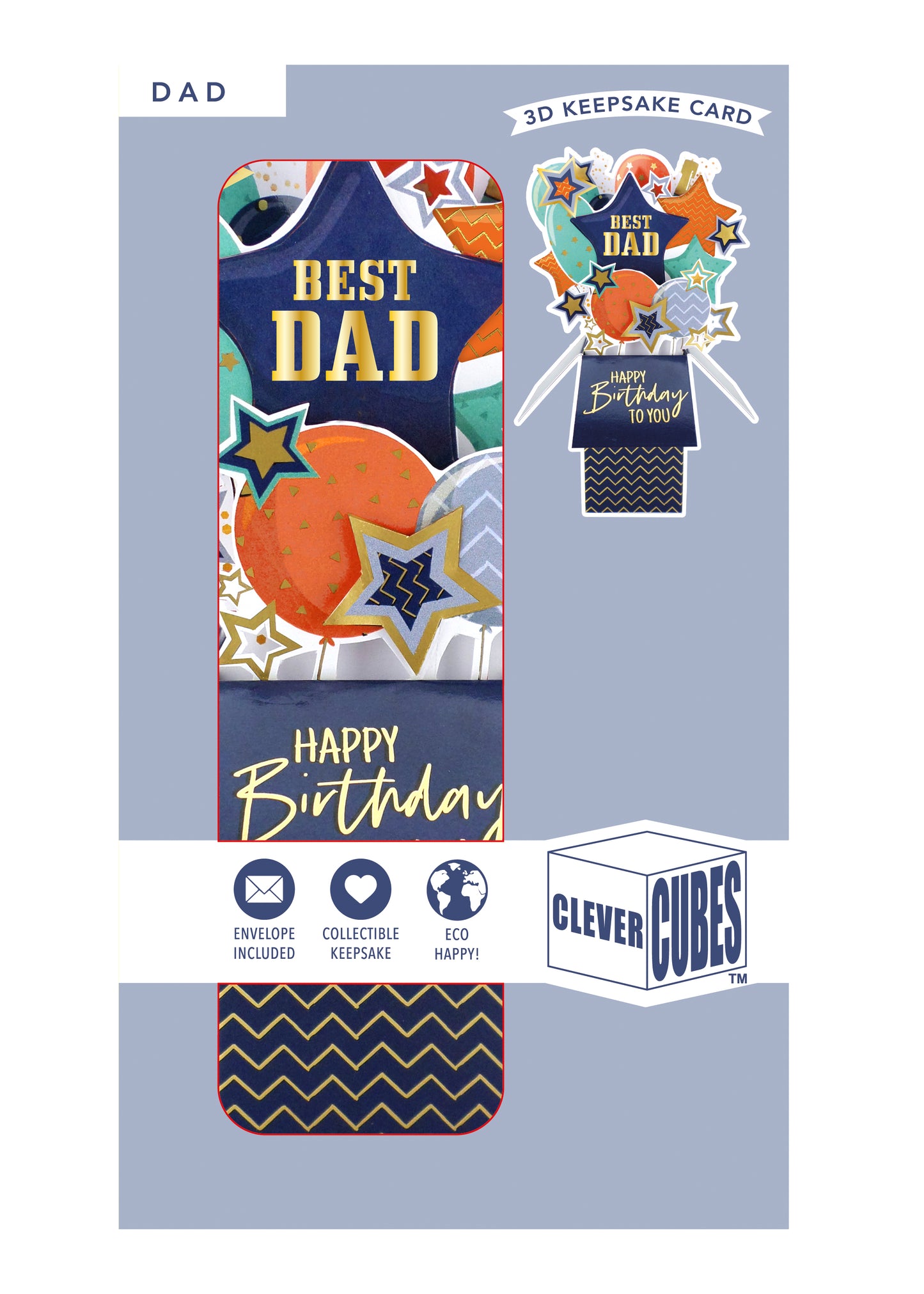 Clever Cube Best Dad Dad-Tastic Party! Birthday Pop Up Greeting Card
