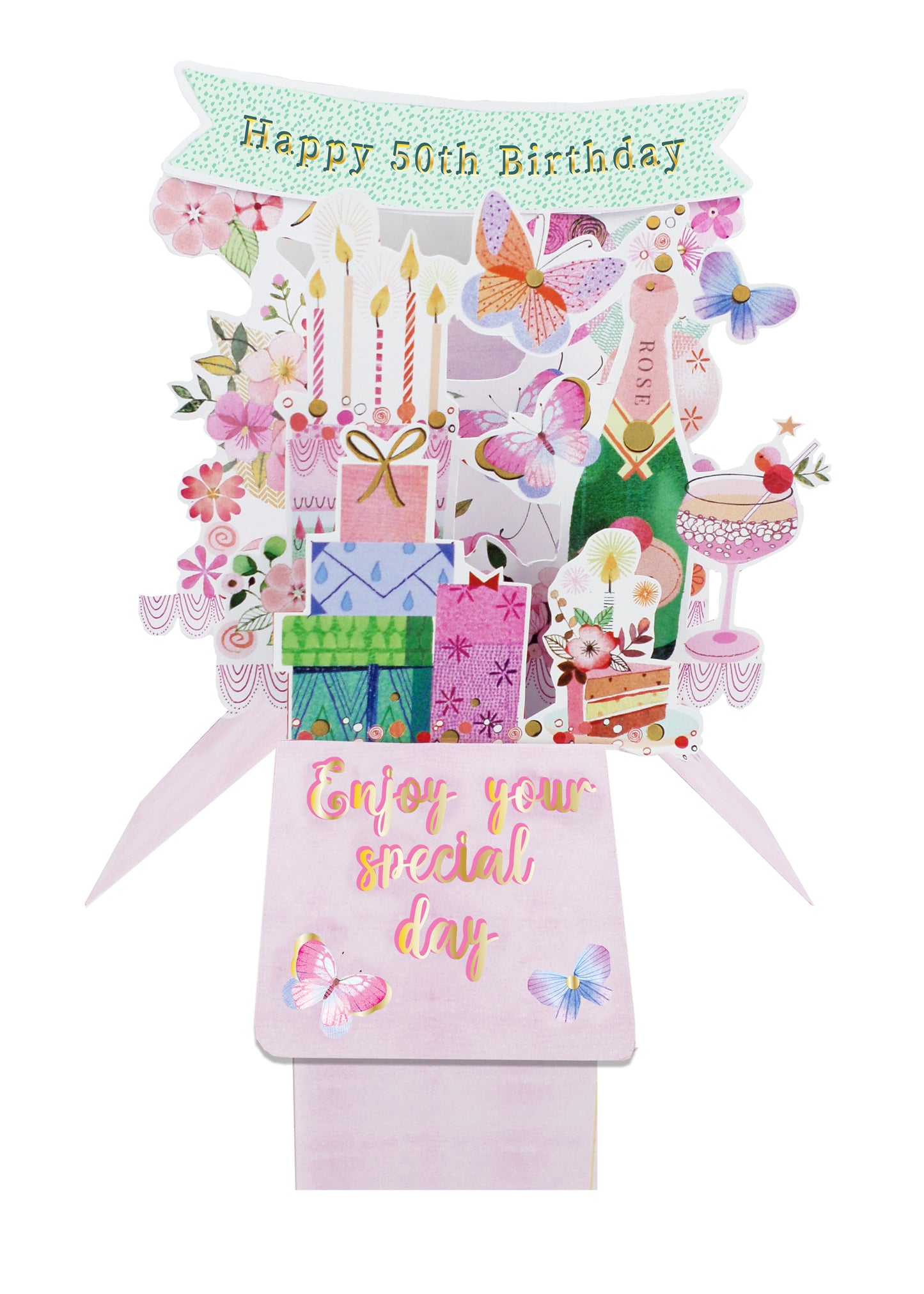 Clever Cube 50th Birthday For Her Party Palooza! Birthday Pop Up Greeting Card