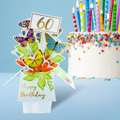 Clever Cube 60th Birthday Butterfly Bonanza! Birthday Pop Up Greeting Card