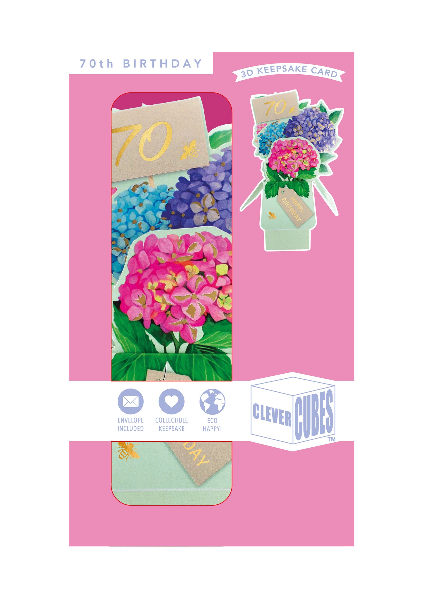 Clever Cube 70th Birthday For Her Happy 70th! Birthday Pop Up Greeting Card