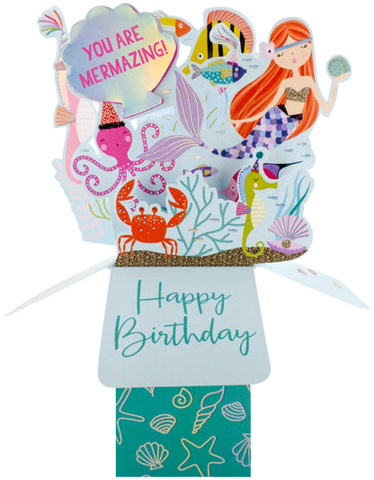 Clever Cube You Are Mermazing Mer-Mazing Birthday Bash! Pop Up Greeting Card