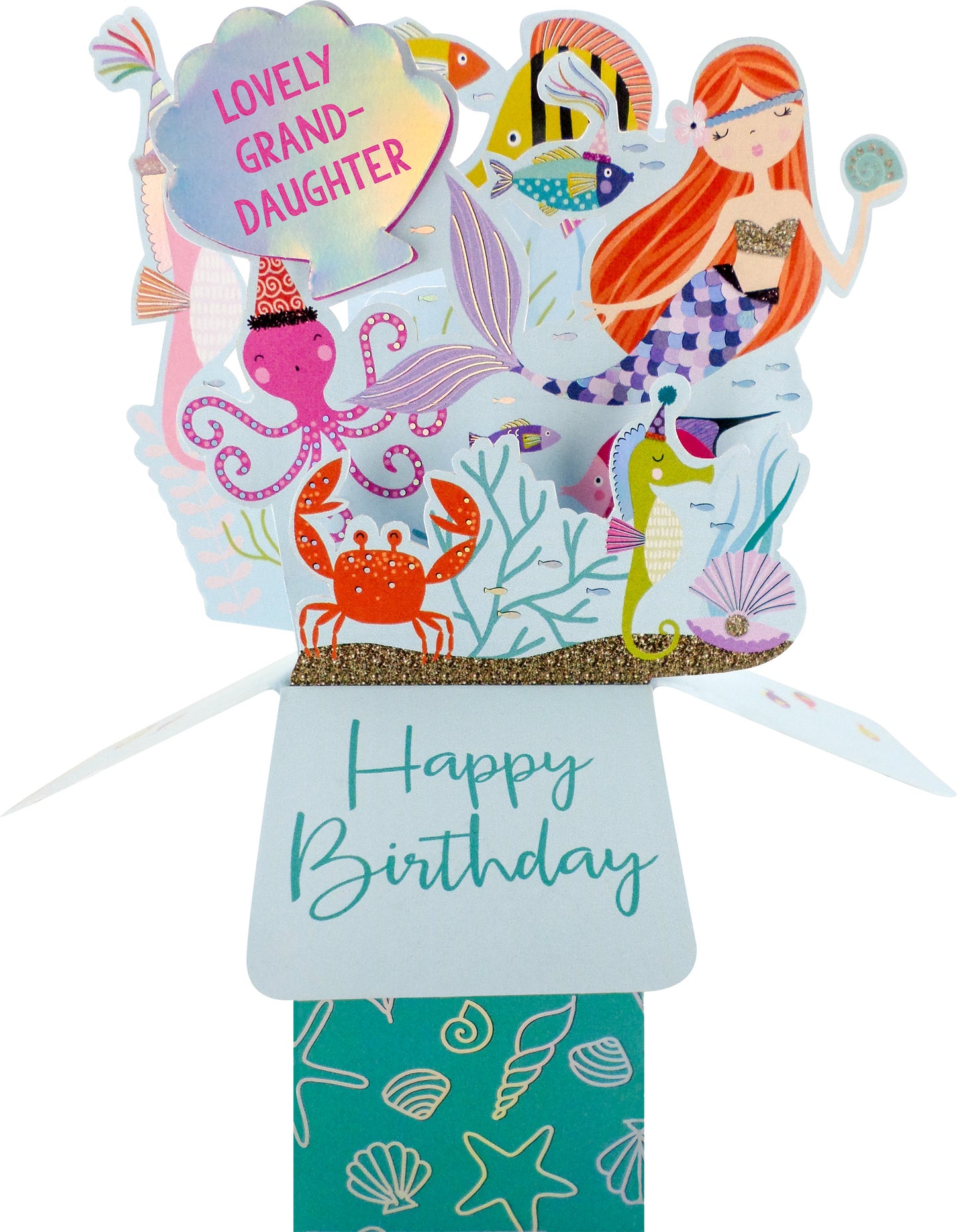 Clever Cube Lovely Granddaughter Mer-Mazing Birthday Bash!  Pop Up Greeting Card