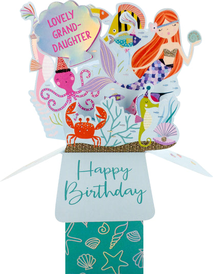 Clever Cube Lovely Granddaughter Mer-Mazing Birthday Bash!  Pop Up Greeting Card