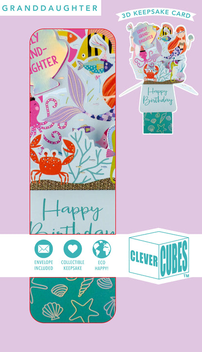 Clever Cube Lovely Granddaughter Mer-Mazing Birthday Bash!  Pop Up Greeting Card