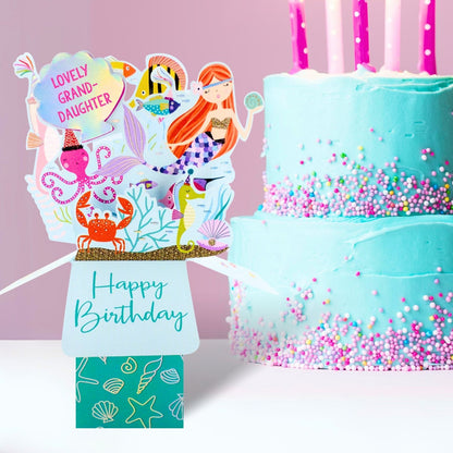 Clever Cube Lovely Granddaughter Mer-Mazing Birthday Bash!  Pop Up Greeting Card
