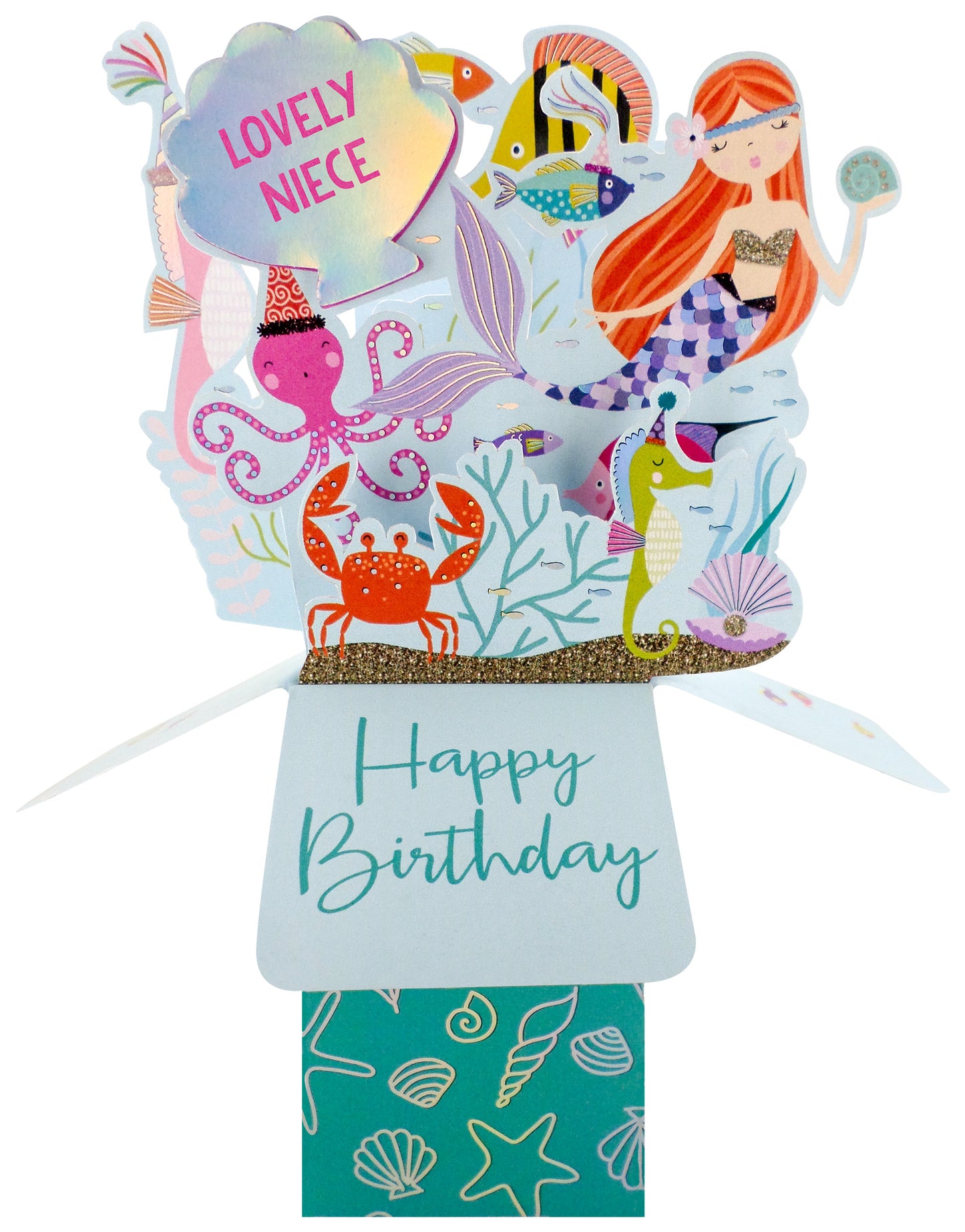 Clever Cube Lovely Niece Undersea Birthday Bash! Birthday Pop Up Greeting Card