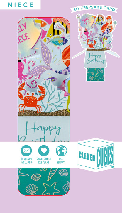 Clever Cube Lovely Niece Undersea Birthday Bash! Birthday Pop Up Greeting Card