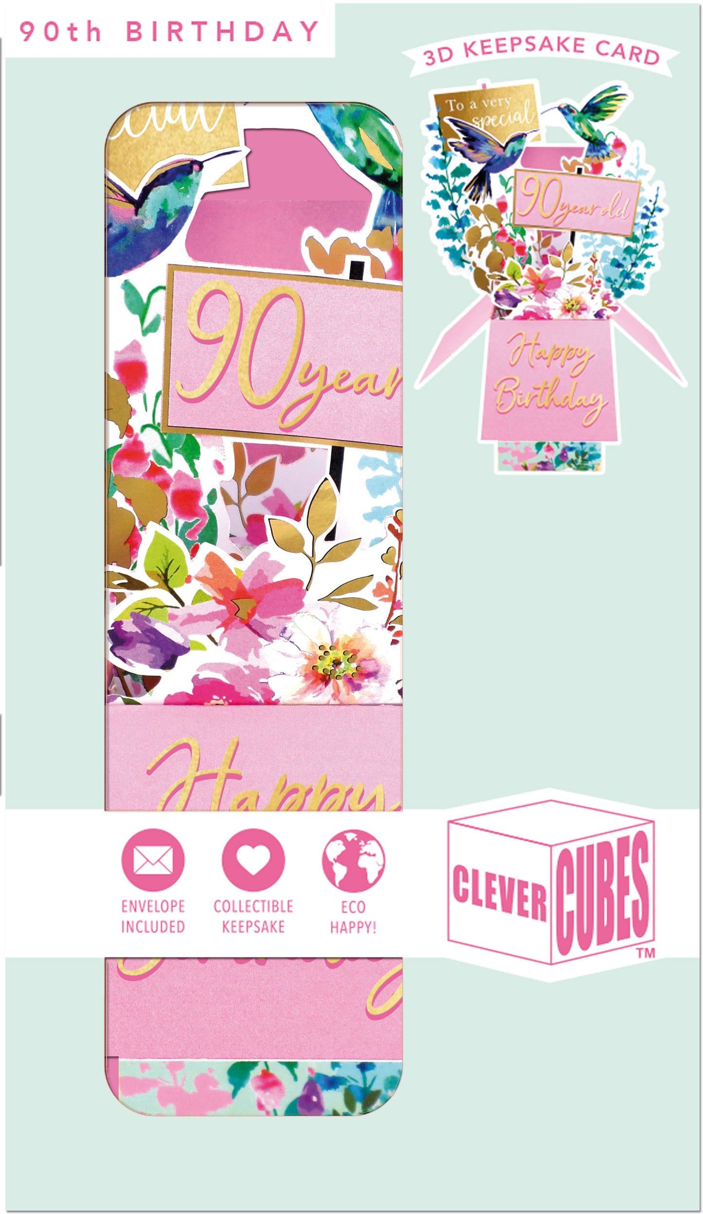 Clever Cube 90th Birthday For Her Joyful 90th! Birthday Pop Up Greeting Card